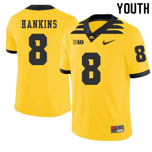 2019 Youth #8 Matt Hankins Iowa Hawkeyes College Football Alternate Jerseys Sale-Gold - Click Image to Close